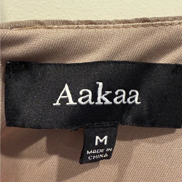 Aakaa Champagne Babydoll Dress with Bow Accent - Picture 7 of 8